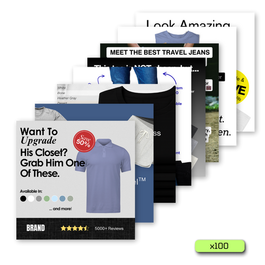 100x Premium Apparel Ad Templates